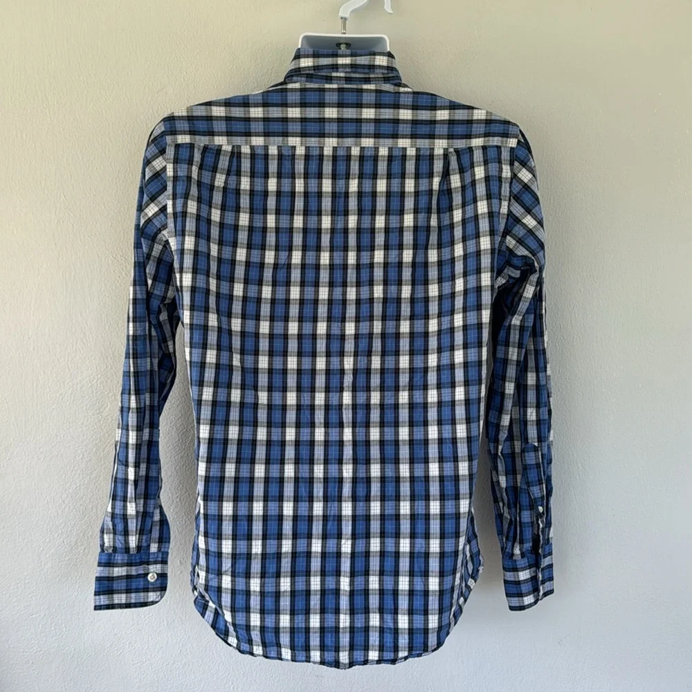J. Crew shirtings washed casual tailored fit blue plaid button down shirt small